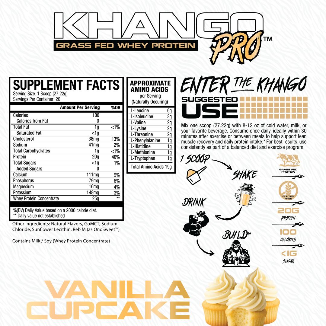 Khango® Pro Grass Fed Protein - Vanilla Cupcake
