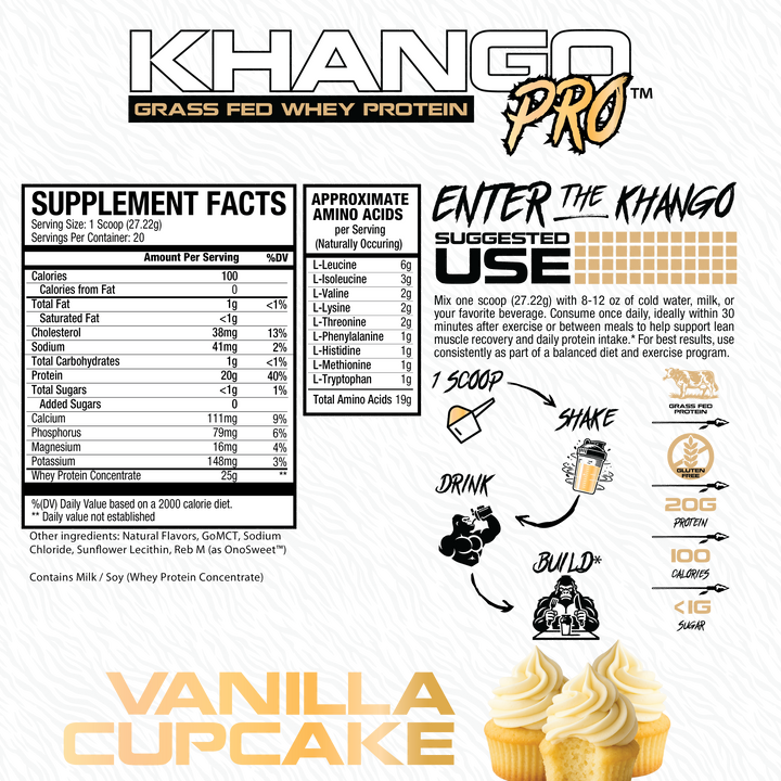 Khango® Pro Grass Fed Protein - Vanilla Cupcake